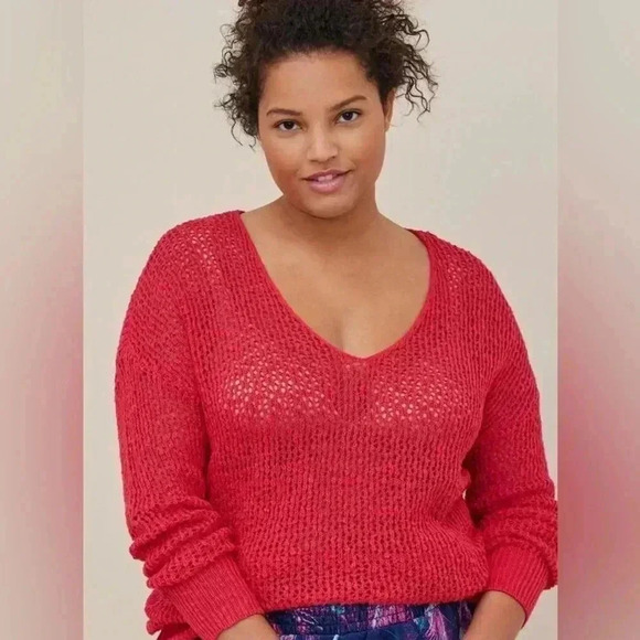 Torrid | Pink V-Neck Pullover Cover-Up Sweater Plus Size 1X - Picture 1 of 6